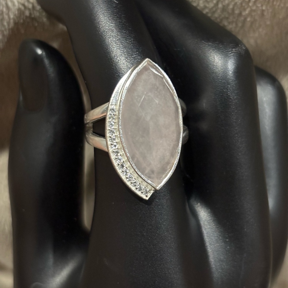 Kanupriya Rose Quartz Silver 925 Ring Sz 9